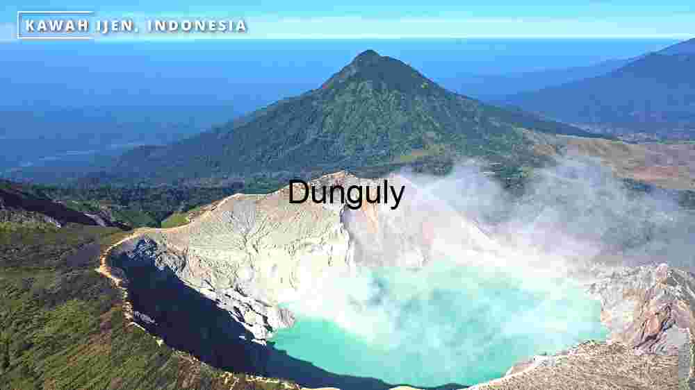 Rock Cliff in Volcano with Turquoise Sulfur Water Lake
