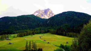 Swiss village in a green valley