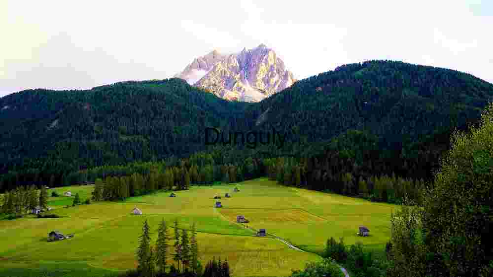 Swiss village in a green valley