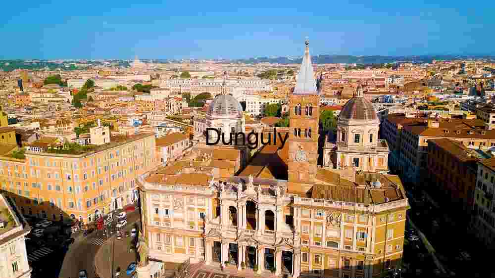 Clock and Bells at Church in Rome Italy