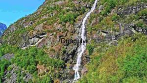 Majestic Waterfall Cascading Down a Rocky Cliffside
