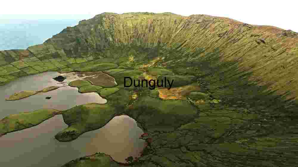 Aerial View of Lush Volcanic Crater Lake