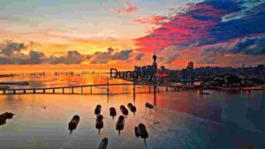 Sunset Over Coastal Metropolis