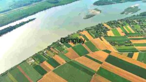 Aerial View of a Lush Riverside Agricultural Landscape
