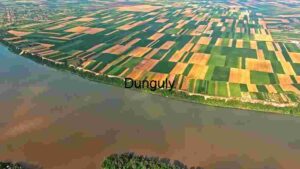 Aerial View of Patchwork Farmland by the River