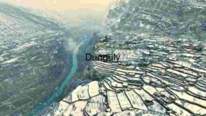 Winter’s Embrace: A Snow-Covered Mountain Village