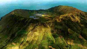 Aerial View of a Volcanic Crater with Farmland