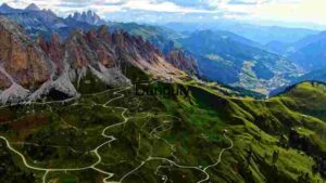 Majestic Mountain Range with Winding Trails
