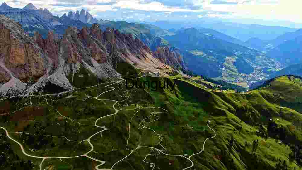 Majestic Mountain Range with Winding Trails