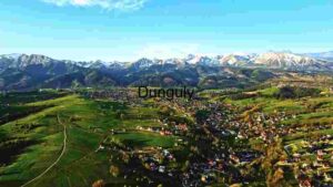 Scenic Aerial View of a Mountain Village
