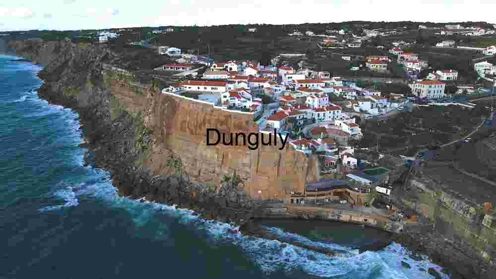 Coastal Cliffs and Village Aerial View