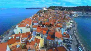 Aerial View of a Coastal Town
