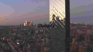 Sunset Reflections on Urban Glass Skyscraper