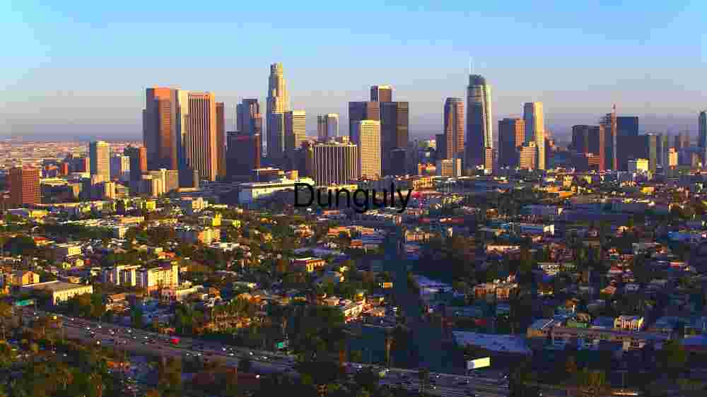 Golden Hour Over Los Angeles Skyline