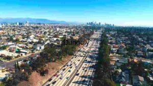Aerial View of Bustling City Highway