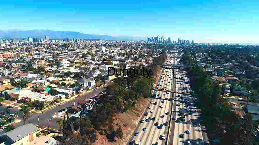 Aerial View of Bustling City Highway