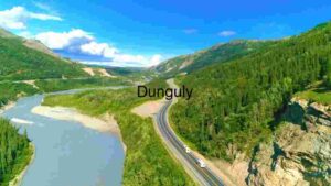 Serene Aerial View of a Winding Road Along a River