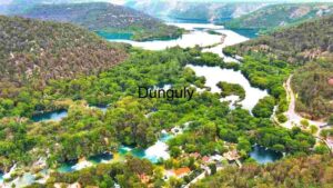 Aerial View of a Serene Lakeside Landscape