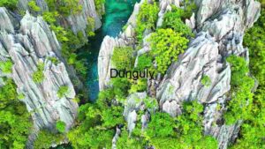 Aerial View of a Lush Limestone Karst Landscape