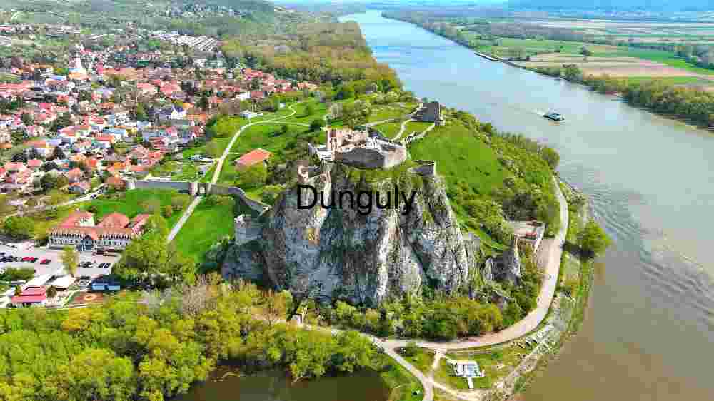Aerial View of a Majestic Riverside Fortress