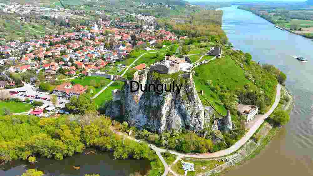 Aerial View of a Historic Riverside Fortress