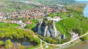 Aerial View of a Historic Fortress Overlooking a River Bend