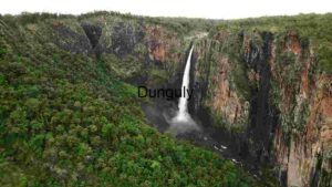 Majestic Waterfall in a Lush Canyon