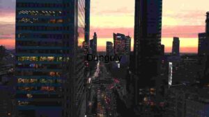 Urban Sunset Over Cityscape