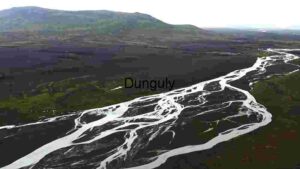 Aerial View of Braided River in Volcanic Landscape