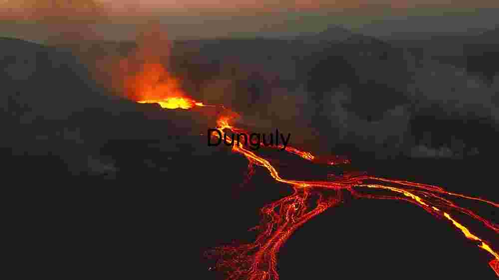 Volcanic Eruption with Flowing Lava