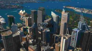 Aerial View of Sydney's Central Business District and Sydney Opera House