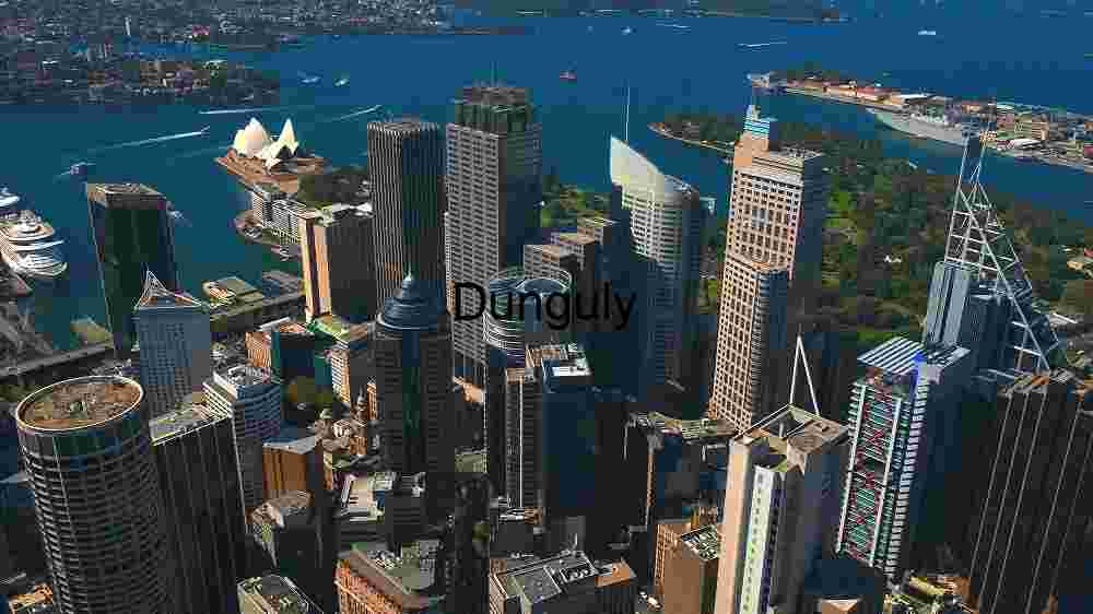 Aerial View of Sydney's Central Business District and Sydney Opera House