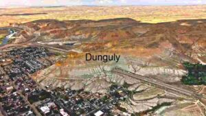Aerial View of a Desert Town and Surrounding Landscape
