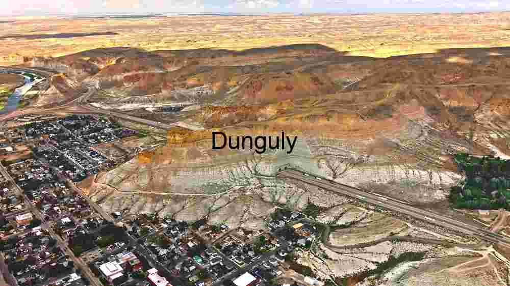 Aerial View of a Desert Town and Surrounding Landscape