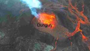 Aerial View of an Active Volcano Eruption