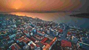 Sunset Over Urban Waterfront