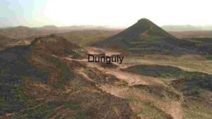 Desert Landscape with Rocky Terrain and Mountain