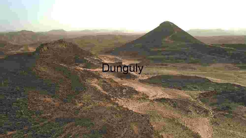 Desert Landscape with Rocky Terrain and Mountain