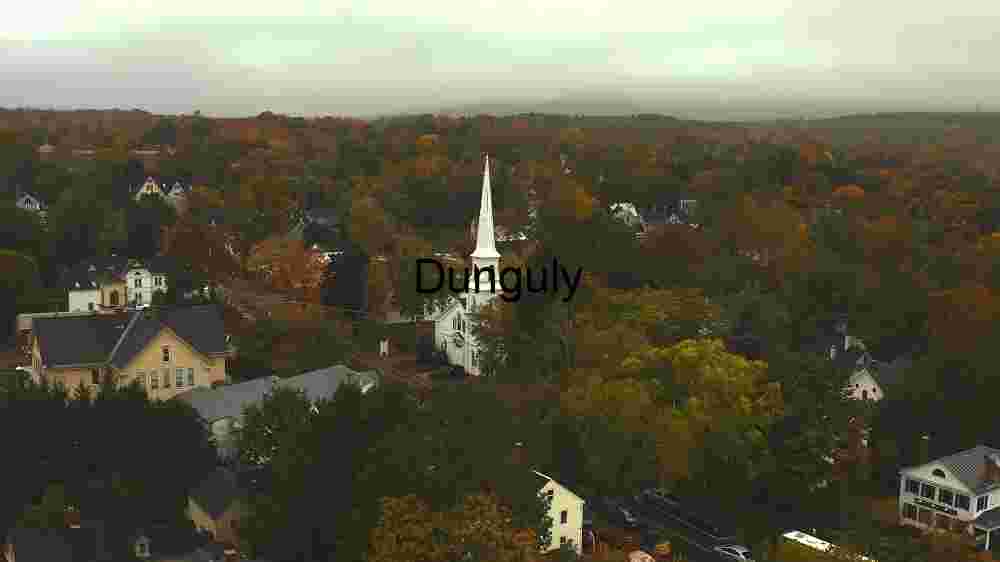Autumn Aerial View of a Small Town with Church Steeple