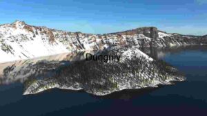 Snow-Covered Island in Crater Lake