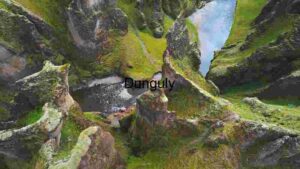 Majestic Canyon with Moss-Covered Cliffs and Serene River