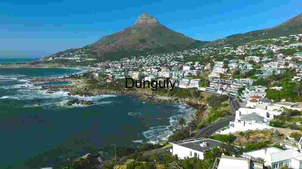 Coastal Town with Mountain View