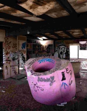 Urban Decay: Graffiti and Industrial Remnants in Abandoned Room