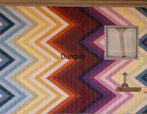 Chromatic Chevron: Vibrant Wall Art with Window Detail