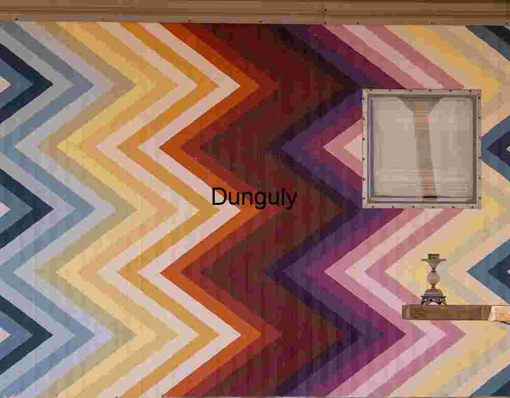 Chromatic Chevron: Vibrant Wall Art with Window Detail