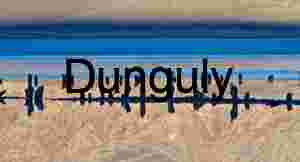 Wooden Posts Reflected in Desert Mirage with Mountain Backdrop