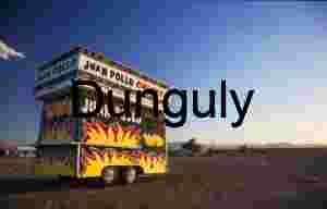 Juan Pollo Food Trailer in Desert Landscape with Mountain Backdrop