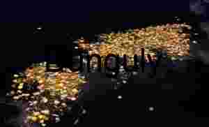 Autumn Leaves Floating on Dark Reflective Water – Seasonal Nature Stillness