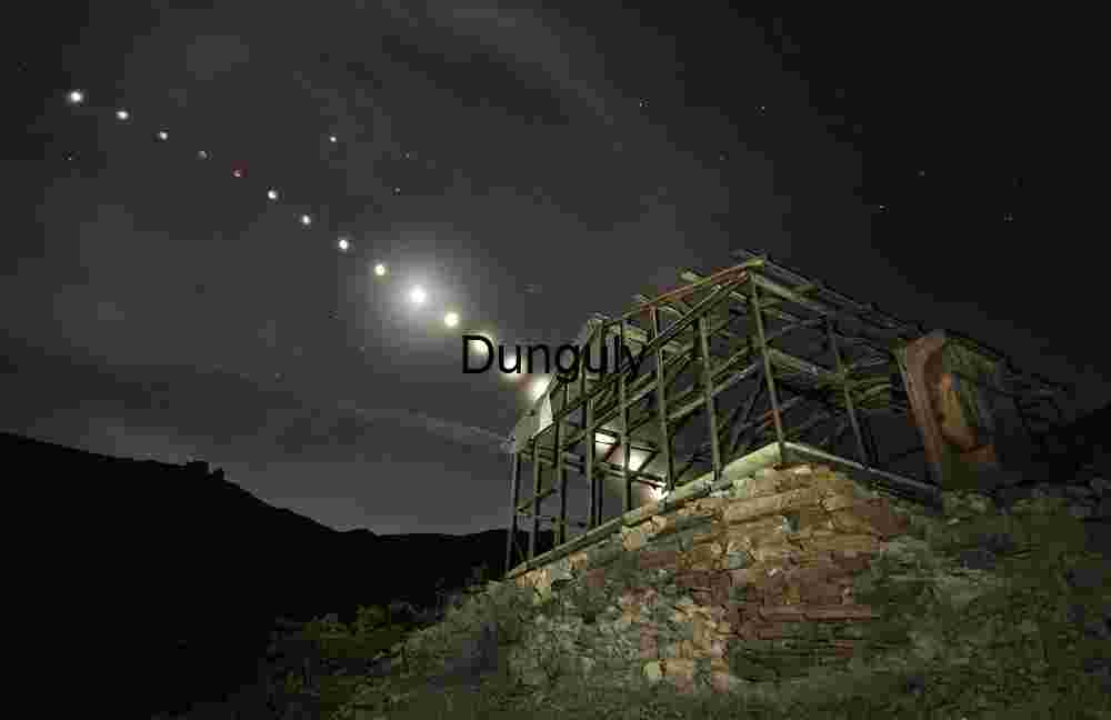 Celestial Passage: Lunar Eclipse Over Forgotten Ruins