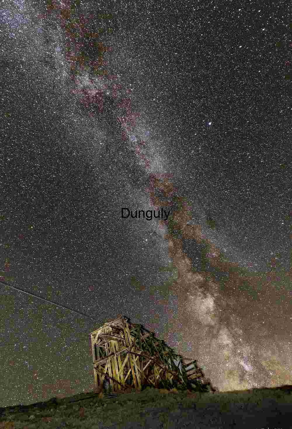 Milky Way Over Abandoned Mining Structure in Desert Night Sky